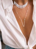 Choker de Franjas Onduladas em prata 925 - 35cm