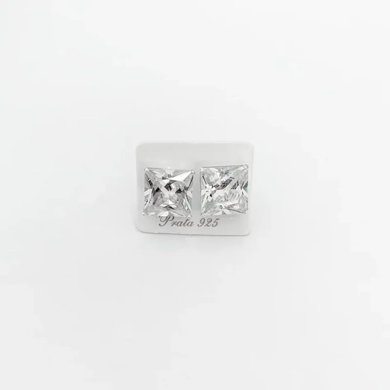 Brinco de Zircônia Carrê em Prata 925- 6mm