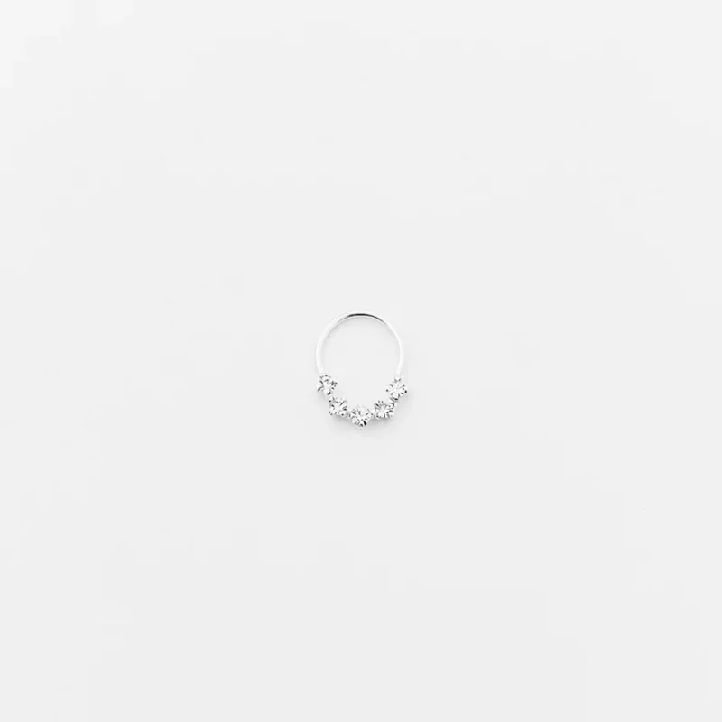 Piercing para Furo com Zircônias em prata 925