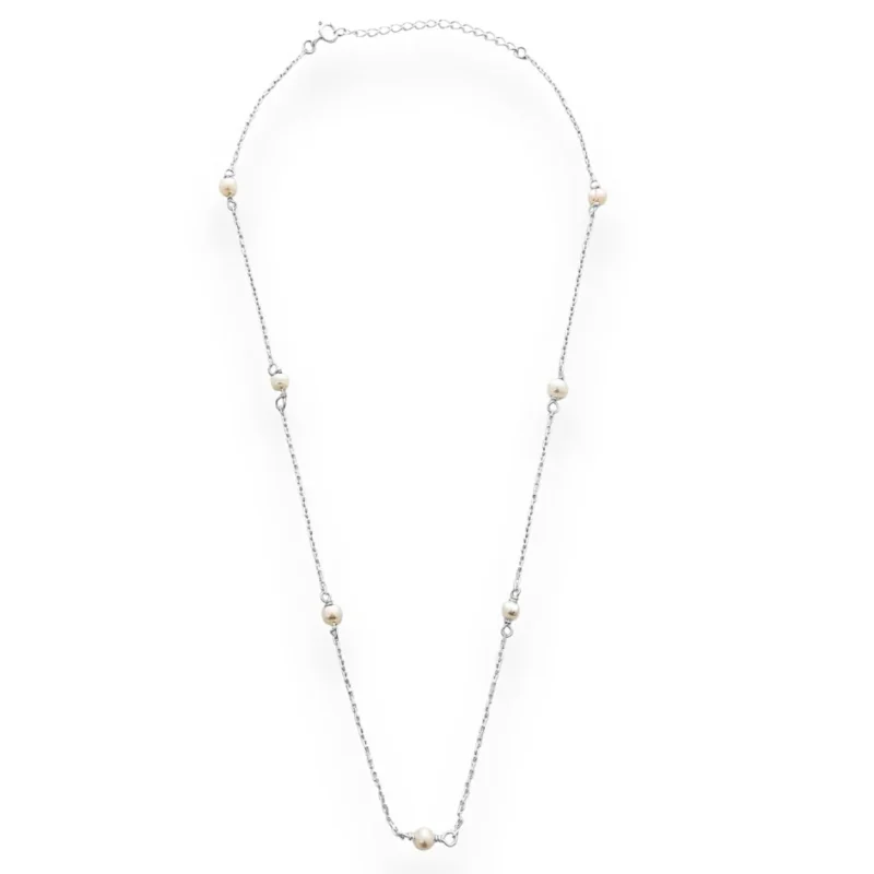 Gargantilha em Prata 925 e Pérola Água Doce - 40cm