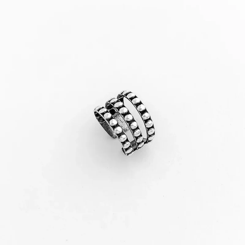 Piercing Fake 3 Aros com Bolinhas em Prata 925 - Imagem 2
