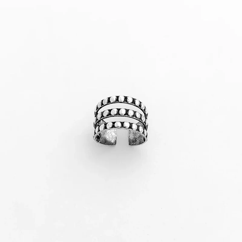 Piercing Fake 3 Aros com Bolinhas em Prata 925