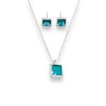 Conjunto em Prata 925 Quadrado com Zircônia Tiffany - 40cm