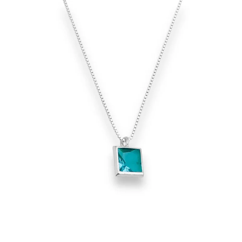 Conjunto em Prata 925 Quadrado com Zircônia Tiffany - 40cm - Imagem 2