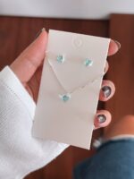 Conjunto em Prata 925 com Zircônias cor Água Marinha