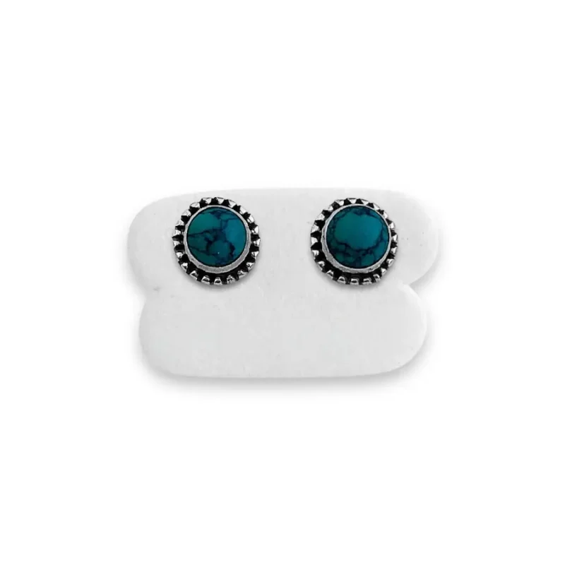 BRINCO COM PEDRA TURQUESA EM PRATA 925- 7MM - Imagem 2