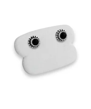 BRINCO COM PEDRA ÔNIX EM PRATA 925-3MM