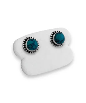 BRINCO COM PEDRA TURQUESA EM PRATA 925- 7MM