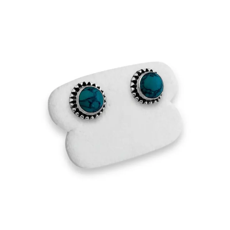 BRINCO COM PEDRA TURQUESA EM PRATA 925- 7MM