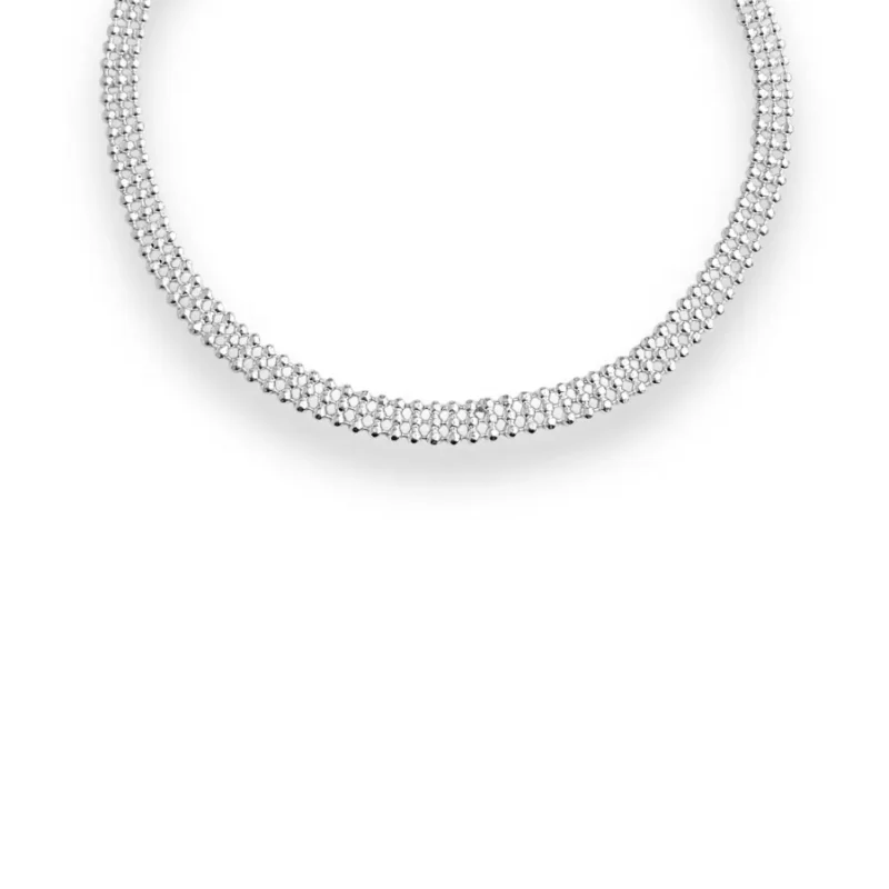 Pulseira Três Fileiras De Bolinhas em Prata 925-18cm - Imagem 2