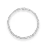 Pulseira Três Fileiras De Bolinhas em Prata 925-18cm