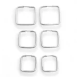 Trio de Brincos com Argolas Quadradas- Prata 925