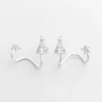 Brinco Ear Cuff de Nossa Senhora Aparecida e Estrela Cravejado com Zircônias