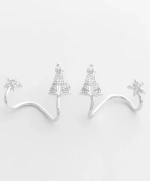 Brinco Ear Cuff de Nossa Senhora Aparecida e Estrela Cravejado com Zircônias