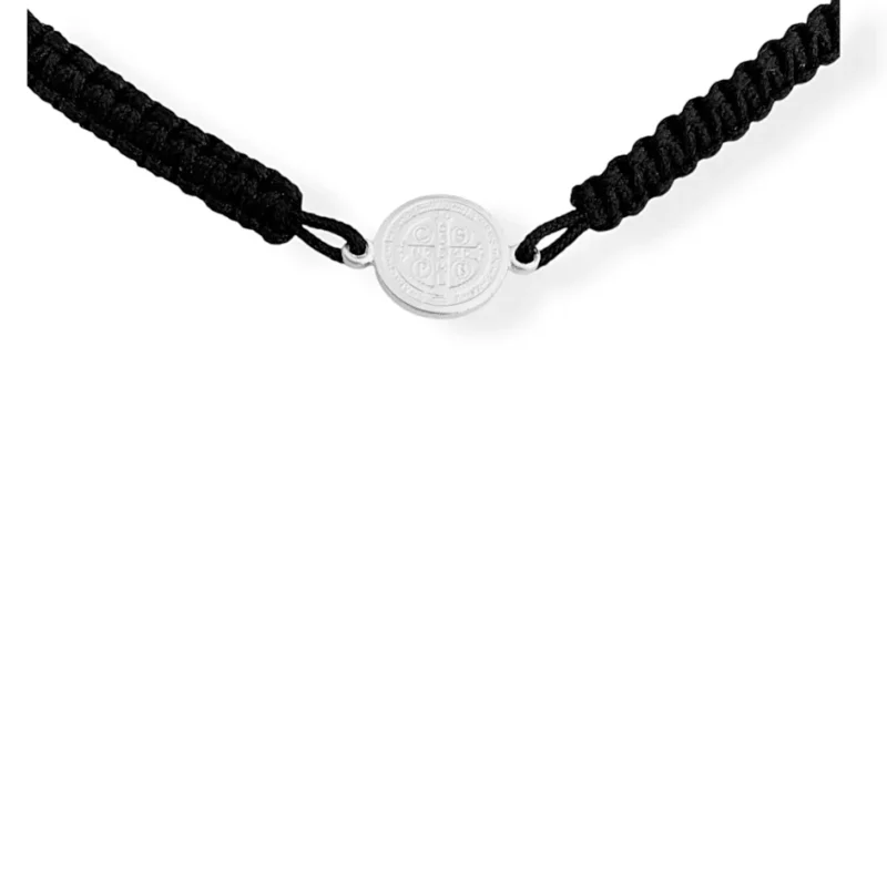 Pulseira em Macramê com Pingente de São Bento em Prata 925 - 26cm - Imagem 2