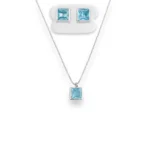 Conjunto com Zircônia Quadrada Água Marinha