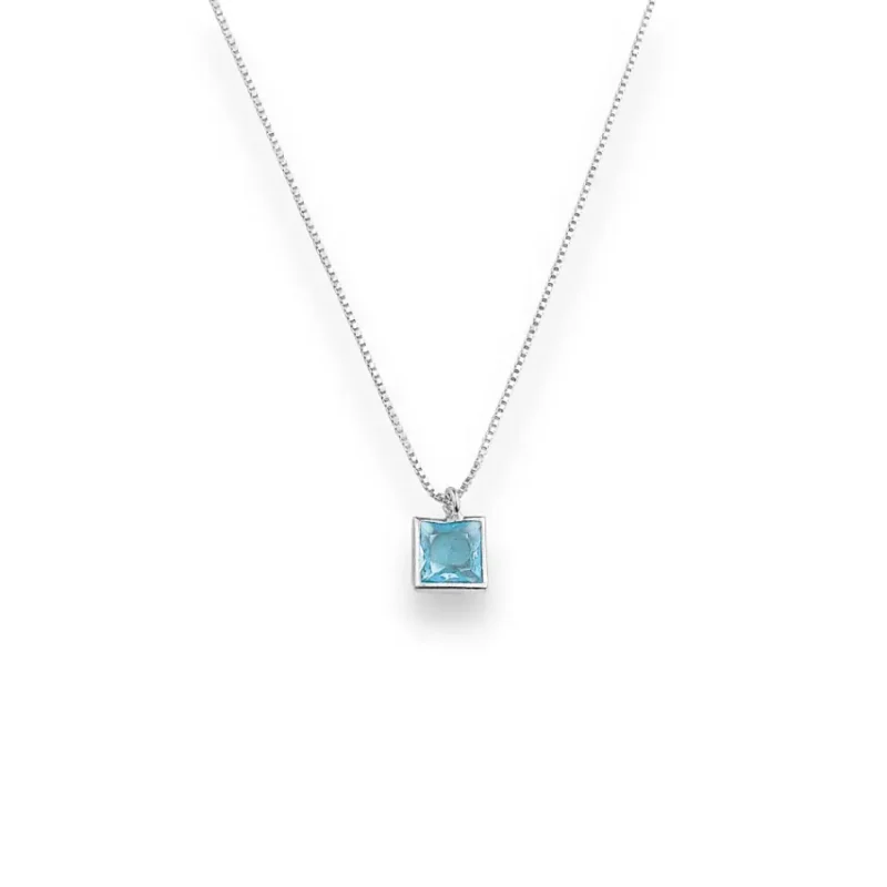 Conjunto com Zircônia Quadrada Água Marinha - Imagem 2