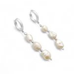 Brinco de Argola Com Pérolas Biwa em Prata 925