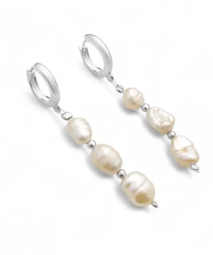 Brinco de Argola Com Pérolas Biwa em Prata 925