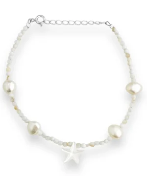 Pulseira de Pérola Batata com Estrela em Madrepérola- 16cm