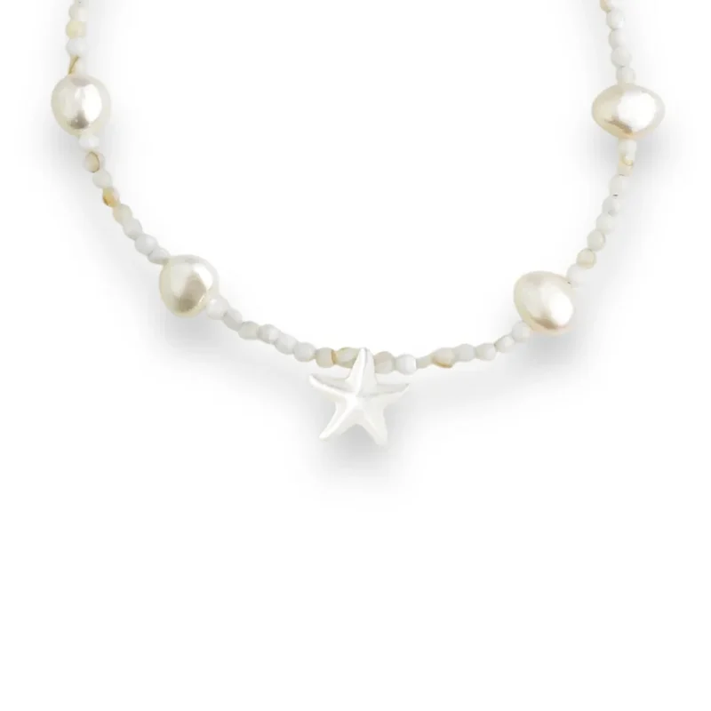 Pulseira de Pérola Batata com Estrela em Madrepérola- 16cm - Imagem 2