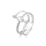 Anel Três Aros Cravejados em Prata 925