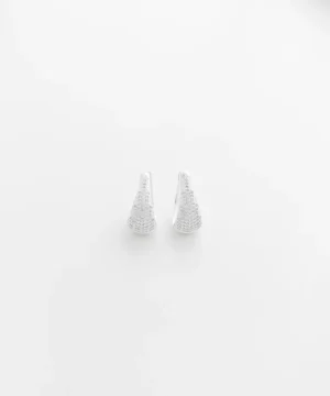 Brinco Argola de Clique em Gota Pequeno Cravejado em Prata 925