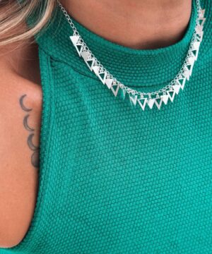 Choker com Triângulos Vazados em Prata 925 - 35cm