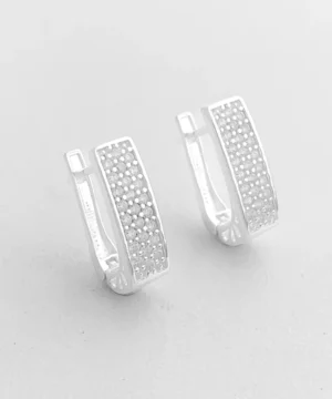 Brinco de Argola em U Cravejado com Zircônias em Prata 925