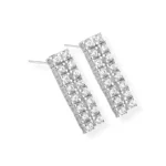 Brinco Dois Palitos Cravejados Com Zircônia em Prata 925