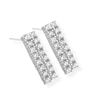 Brinco Dois Palitos Cravejados Com Zircônia em Prata 925