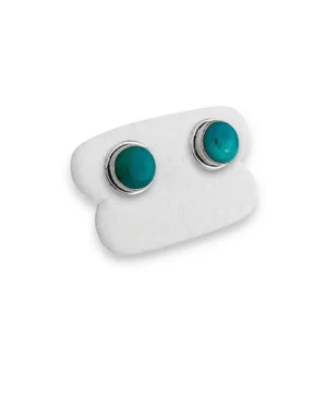 Brinco Redondo em Prata 925 com Pedra Natural Turquesa