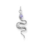 Pingente de Cobra com Pedra Ametista em Prata 925