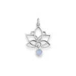 Pingente de Flor de Lótus com Pedra da Lua em Prata 925