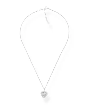 Gargantilha com Coração Cravejado de Zircônias e Vidrilhos em Prata 925