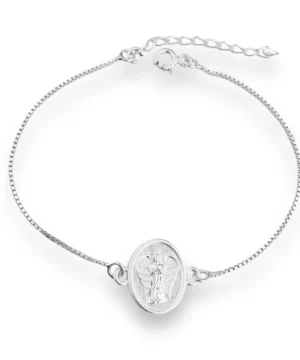 Pulseira com Medalha do Arcanjo Rafael em Prata 925