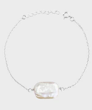 Pulseira com Pérola Biwa em Prata 925 - 16cm