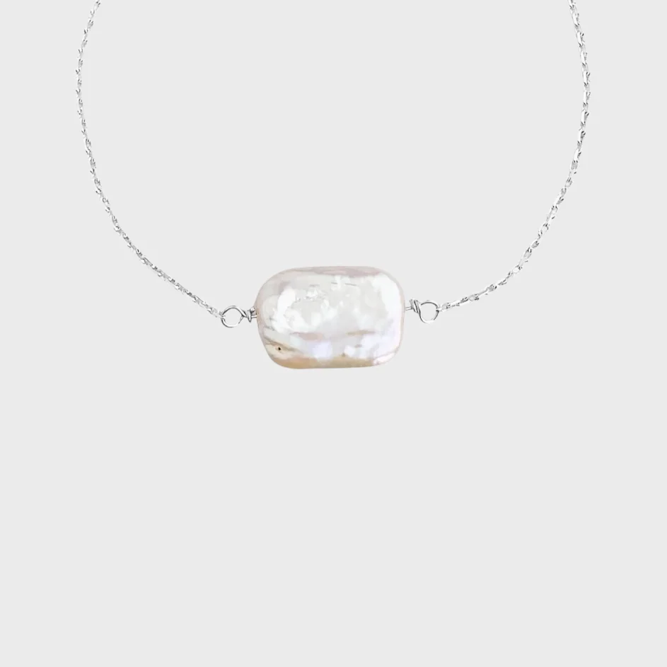 Pulseira com Pérola Biwa em Prata 925 - 16cm - Imagem 2