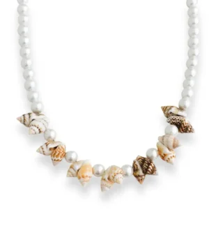 Gargantilha De Pérola Murano Com Caramujos Mesclados