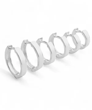 Trio de Argola Articulada Lisa fio Quadrado em Prata 925