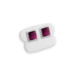 Brinco Quadrado Zircônia Rosa em Prata 925