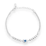 Pulseira Fio Duplo com Bolinhas e Olho Grego em Prata 925